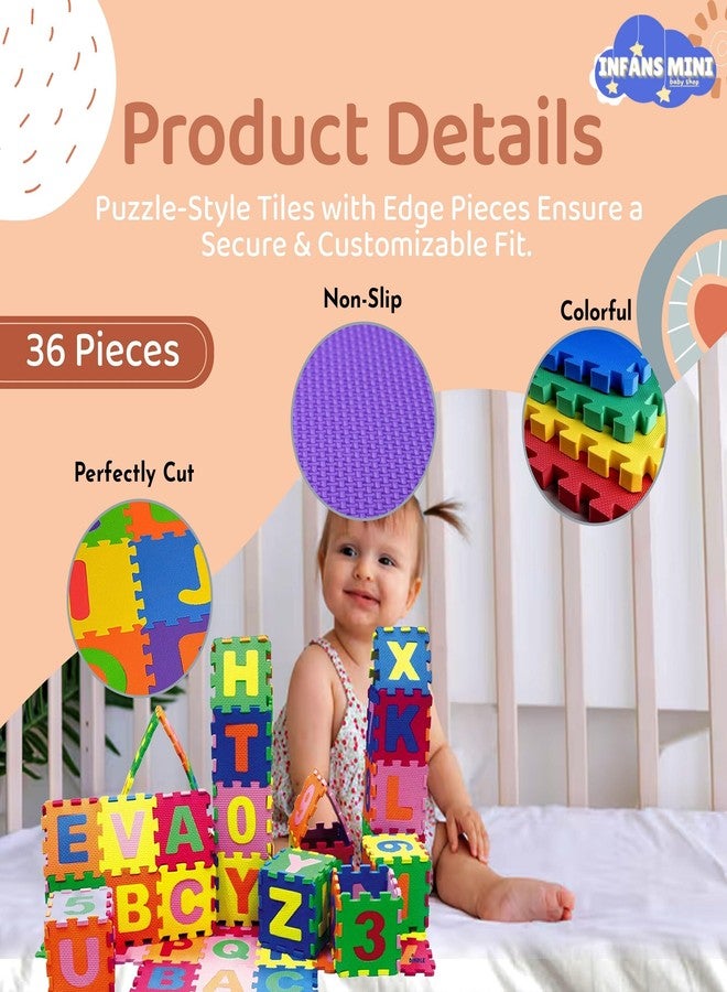 Infans Mini Alphabet Mats for Kids, EVA Interlocking Puzzle Foam Mat for Kids Soft & Durable, Ideal for Early Learning Alphabet and Number in Playtime-36 Pieces(Medium, Multicolour) - Image 3